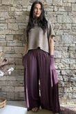 Basso Shirring Sailor Palazzo Pant Deep Damson